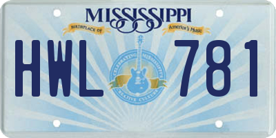 MS license plate HWL781