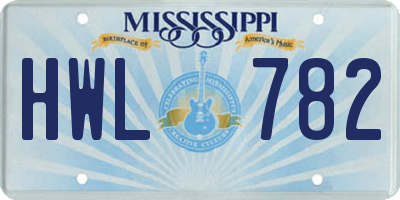 MS license plate HWL782