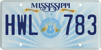 MS license plate HWL783