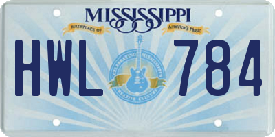 MS license plate HWL784