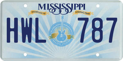 MS license plate HWL787