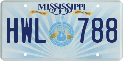 MS license plate HWL788