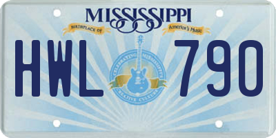 MS license plate HWL790