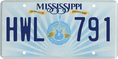 MS license plate HWL791