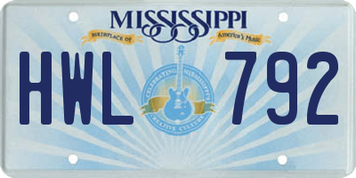 MS license plate HWL792