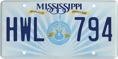 MS license plate HWL794