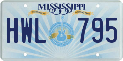 MS license plate HWL795