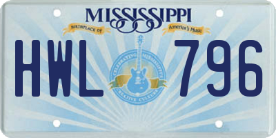 MS license plate HWL796