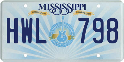 MS license plate HWL798