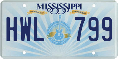 MS license plate HWL799