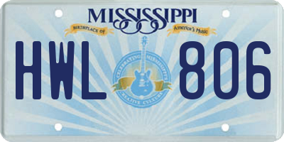 MS license plate HWL806