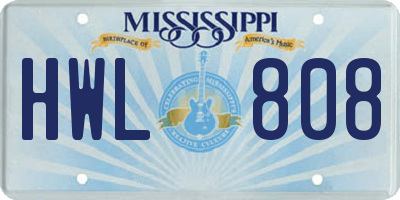 MS license plate HWL808