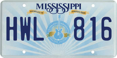MS license plate HWL816