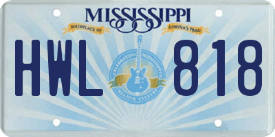 MS license plate HWL818