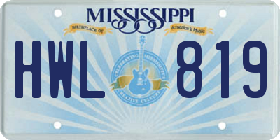 MS license plate HWL819
