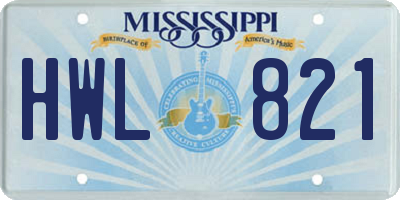 MS license plate HWL821