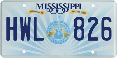 MS license plate HWL826