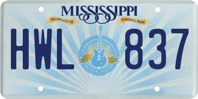 MS license plate HWL837