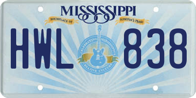 MS license plate HWL838