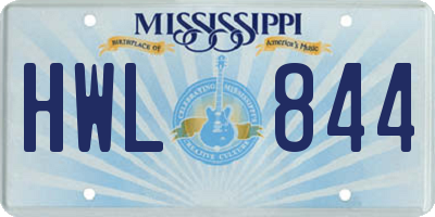 MS license plate HWL844