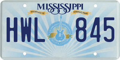 MS license plate HWL845