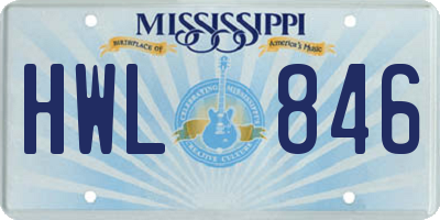 MS license plate HWL846