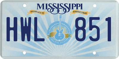 MS license plate HWL851