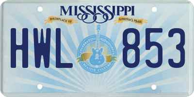 MS license plate HWL853