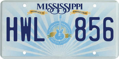 MS license plate HWL856