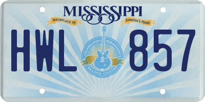 MS license plate HWL857