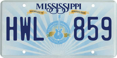 MS license plate HWL859