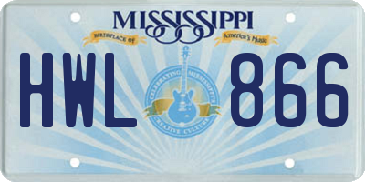 MS license plate HWL866