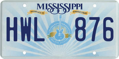 MS license plate HWL876