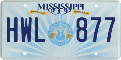 MS license plate HWL877