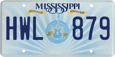 MS license plate HWL879