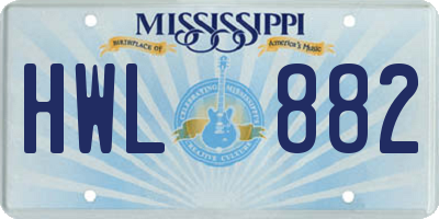 MS license plate HWL882