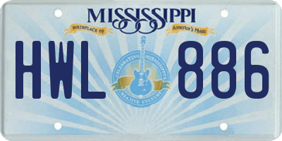 MS license plate HWL886