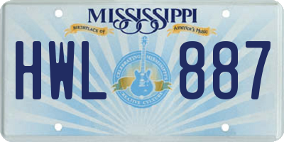 MS license plate HWL887