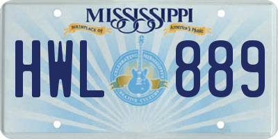 MS license plate HWL889