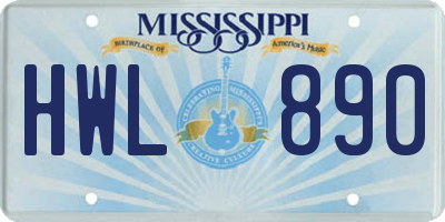 MS license plate HWL890