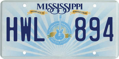 MS license plate HWL894