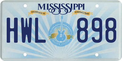 MS license plate HWL898