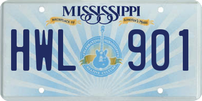 MS license plate HWL901