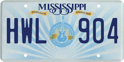 MS license plate HWL904