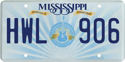 MS license plate HWL906