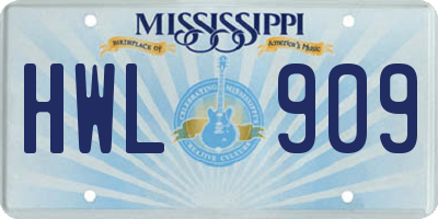 MS license plate HWL909