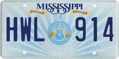 MS license plate HWL914
