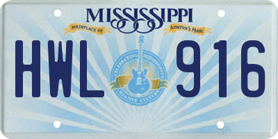 MS license plate HWL916