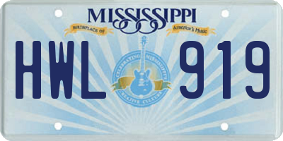 MS license plate HWL919