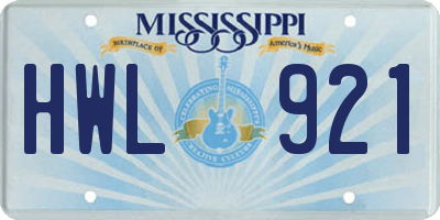 MS license plate HWL921